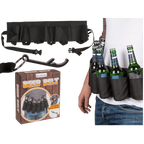 Detail van Bierriem Zwart - Draagriem voor 6 Blikjes/Flesjes - Cadeautip voor bierliefhebbers