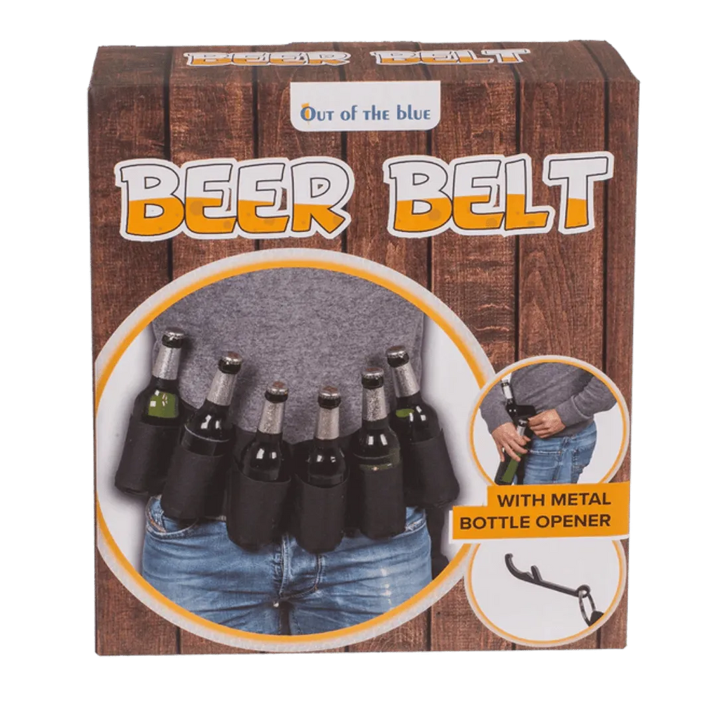 Detail van Bierriem Zwart - Draagriem voor 6 Blikjes/Flesjes - Cadeautip voor bierliefhebbers