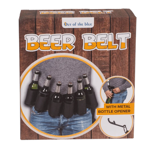 Detail van Bierriem Zwart - Draagriem voor 6 Blikjes/Flesjes - Cadeautip voor bierliefhebbers