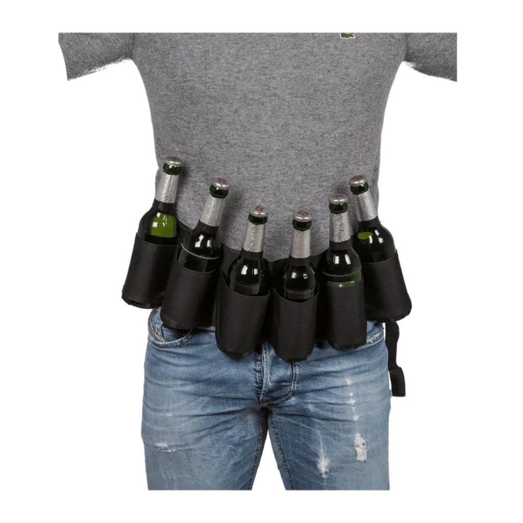 Bierriem Zwart - Draagriem voor 6 Blikjes/Flesjes - Het perfecte biercadeau voor de mancave