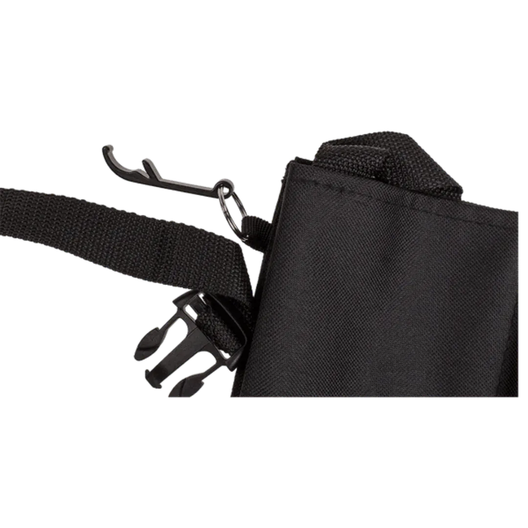 Detail van Bierriem Zwart - Draagriem voor 6 Blikjes/Flesjes - Cadeautip voor bierliefhebbers