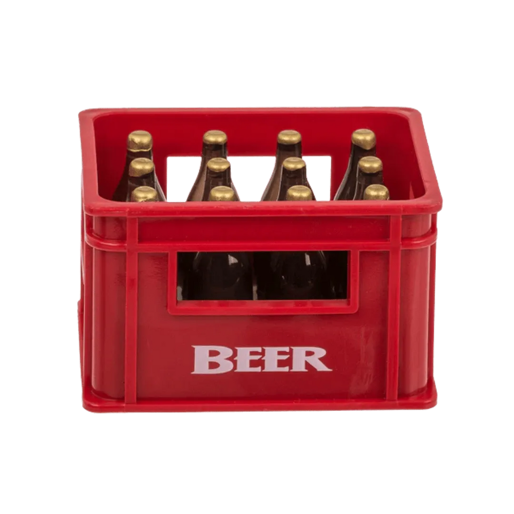 Detail van Bierkrat Flesopener met Magneet - Geel/Rood - Cadeautip voor bierliefhebbers
