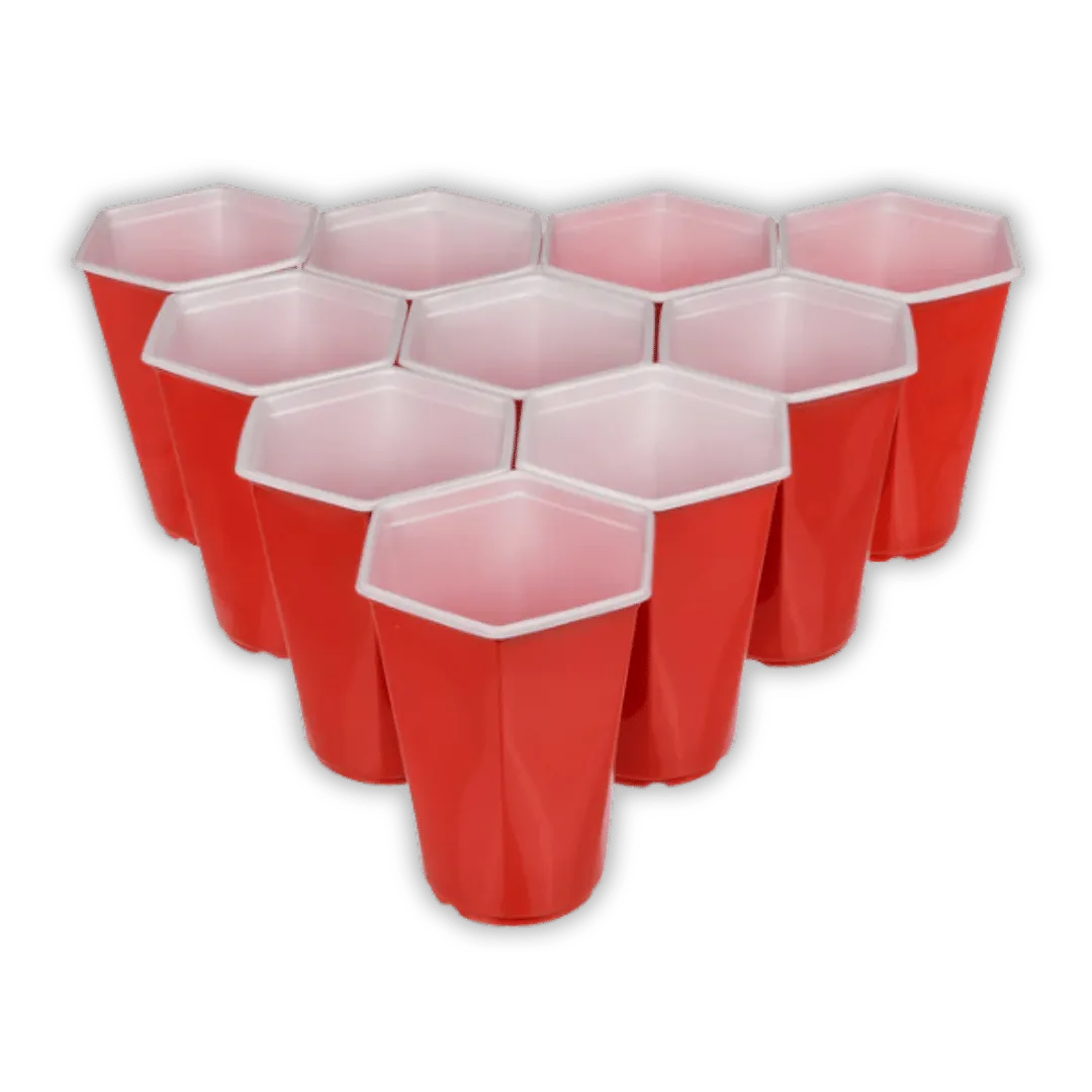 Detail van Beer Pong Hexagon - Drankspel Set met Zeshoekige Bekers - Cadeautip voor bierliefhebbers
