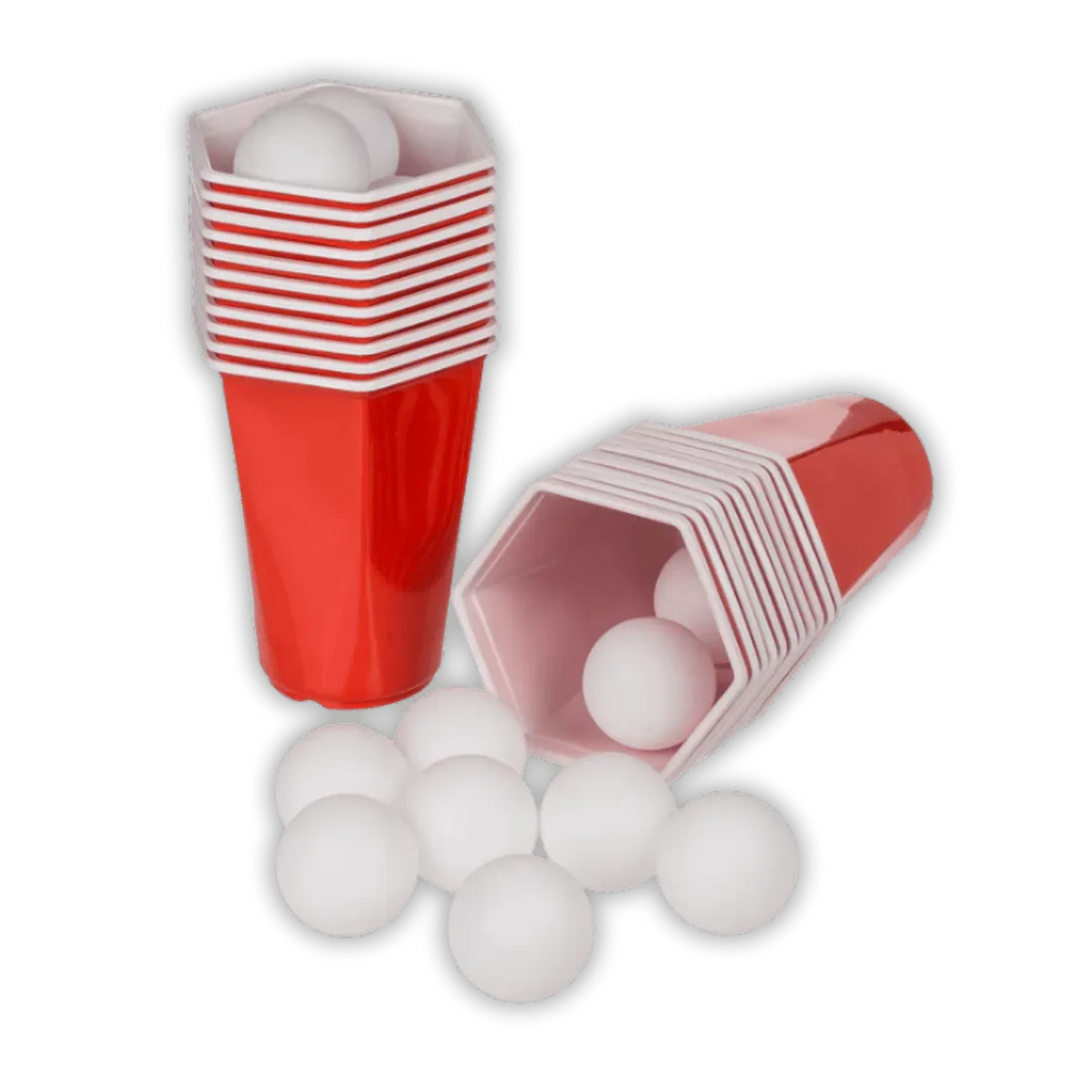 Detail van Beer Pong Hexagon - Drankspel Set met Zeshoekige Bekers - Cadeautip voor bierliefhebbers