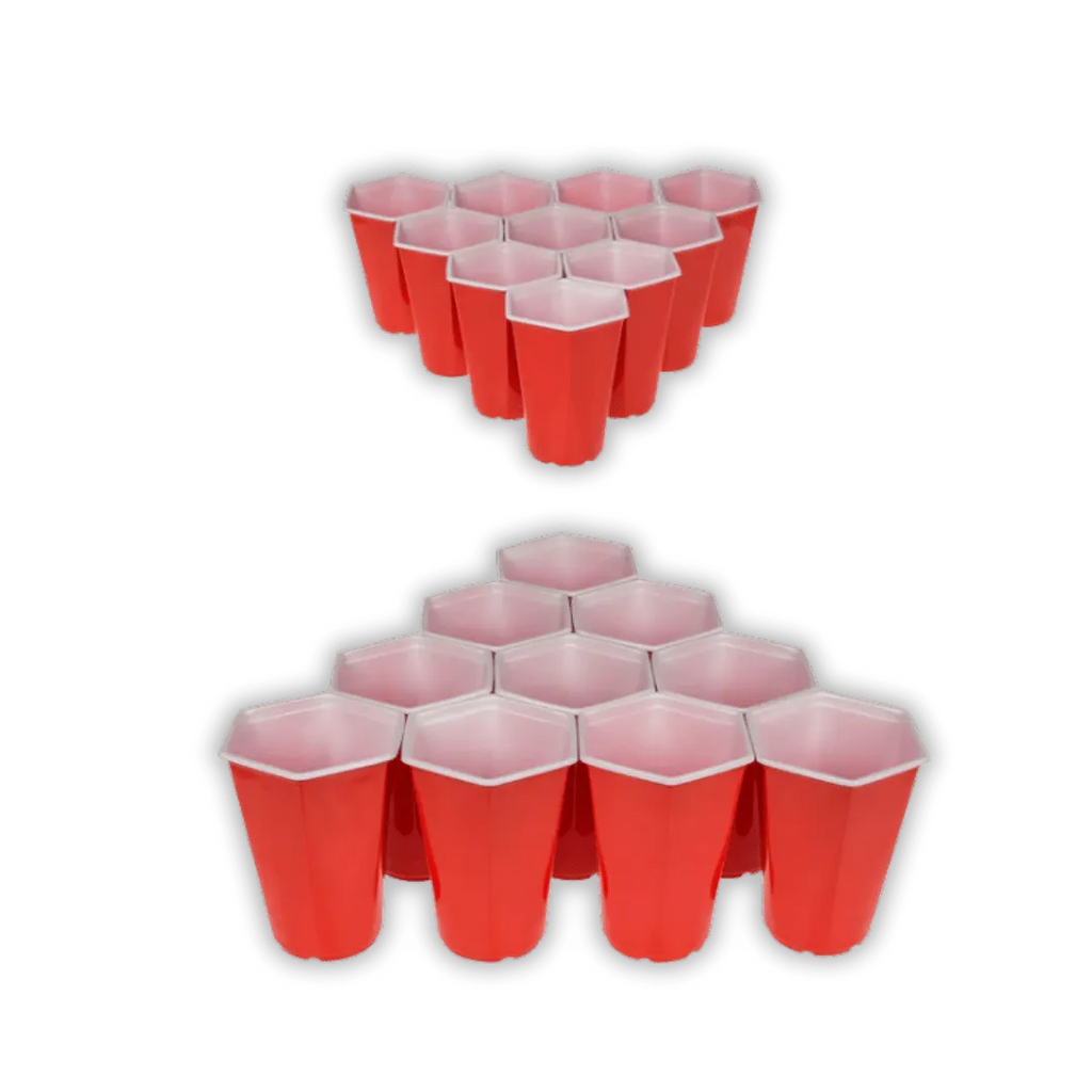 Detail van Beer Pong Hexagon - Drankspel Set met Zeshoekige Bekers - Cadeautip voor bierliefhebbers