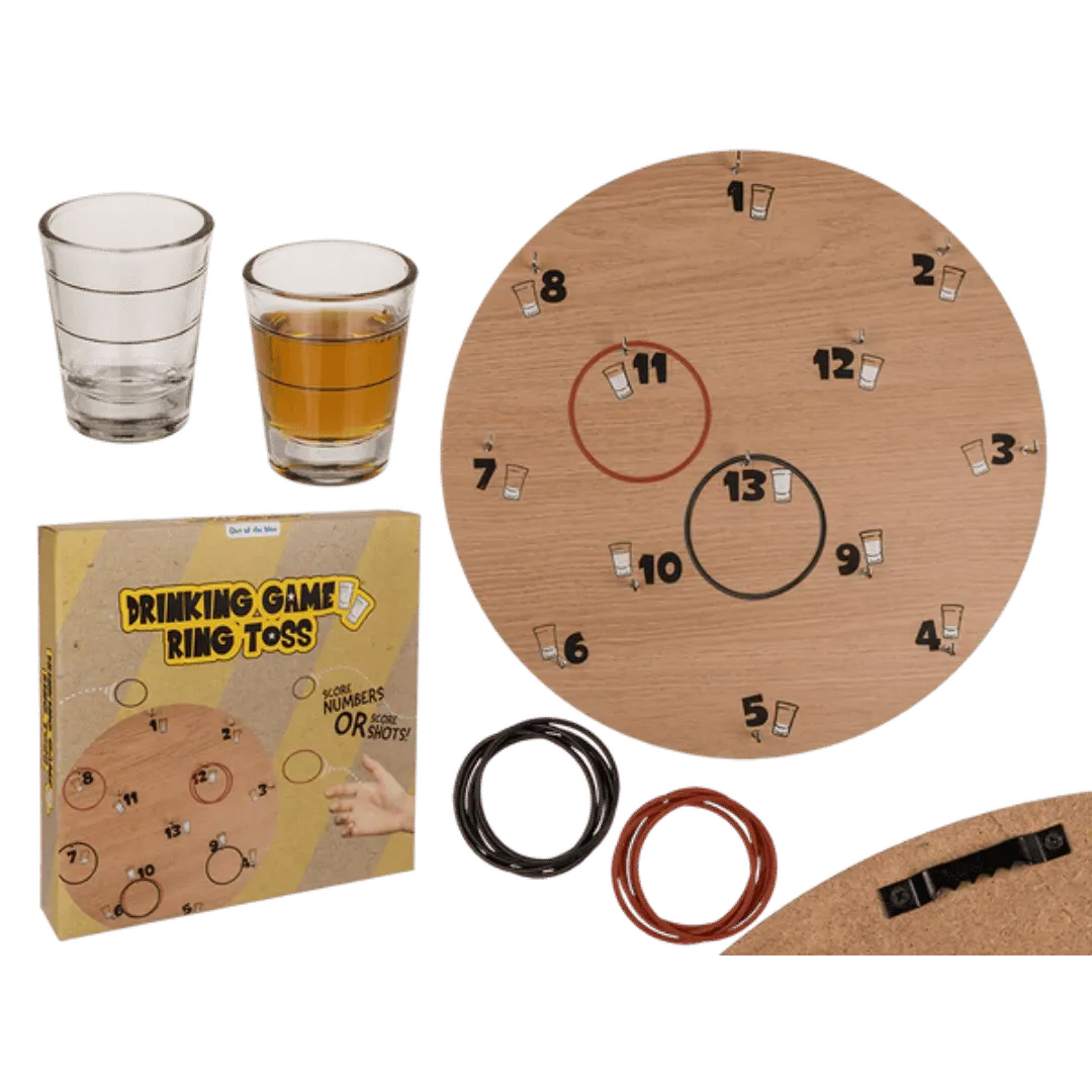 Detail van Ring Toss Werpspel - Houten Drankspel (30cm) - Cadeautip voor bierliefhebbers