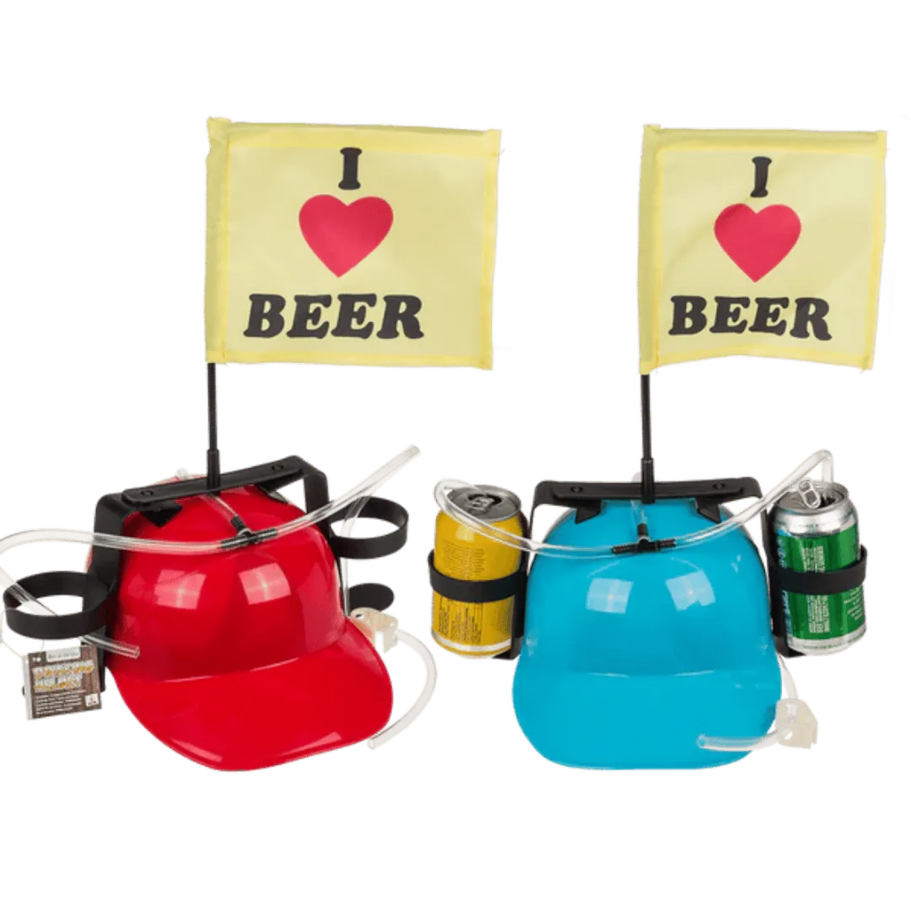 Bierhelm 'I Love Beer' - Met Drinkslangetjes & Vlag - Het perfecte biercadeau voor de mancave