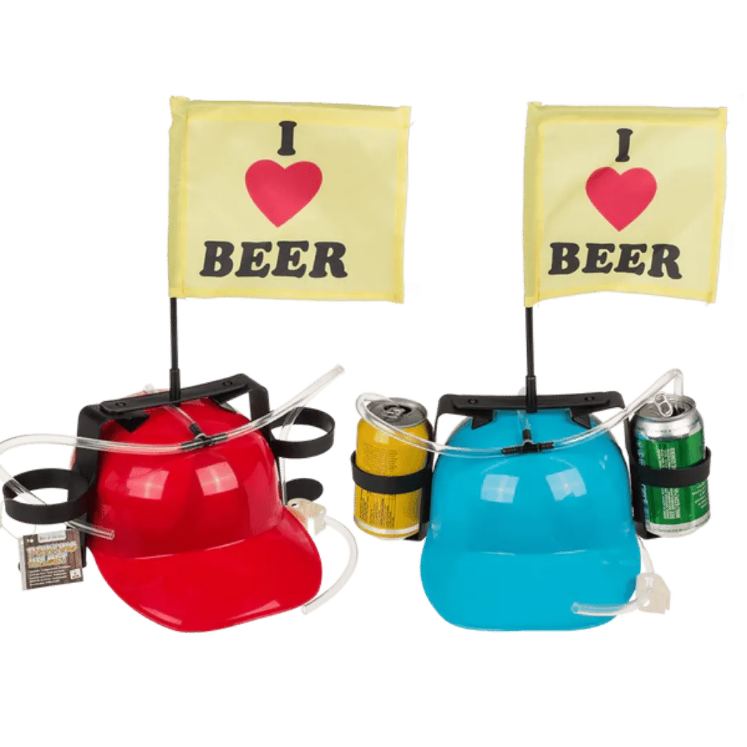 Bierhelm 'I Love Beer' - Met Drinkslangetjes & Vlag - Het perfecte biercadeau voor de mancave