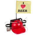 Detail van Bierhelm 'I Love Beer' - Met Drinkslangetjes & Vlag - Cadeautip voor bierliefhebbers