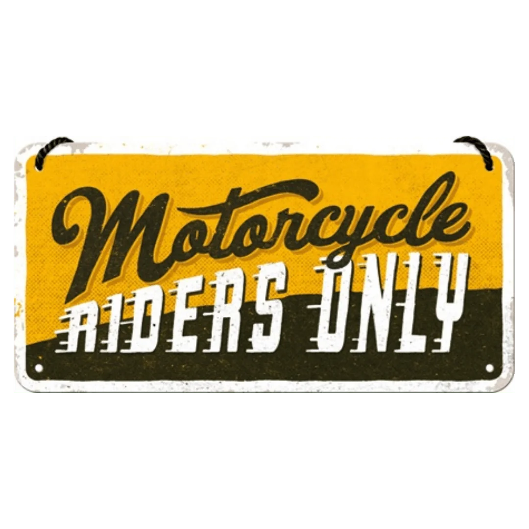 Detail van Hanging Sign 'Motorcycle Riders Only' - Bordje met koord - Cadeautip voor bierliefhebbers