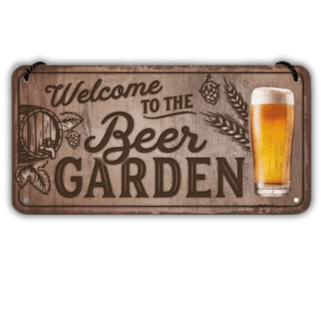 Detail van Hanging Sign 'Welcome to the Beer Garden' - Bordje met koord - Cadeautip voor bierliefhebbers