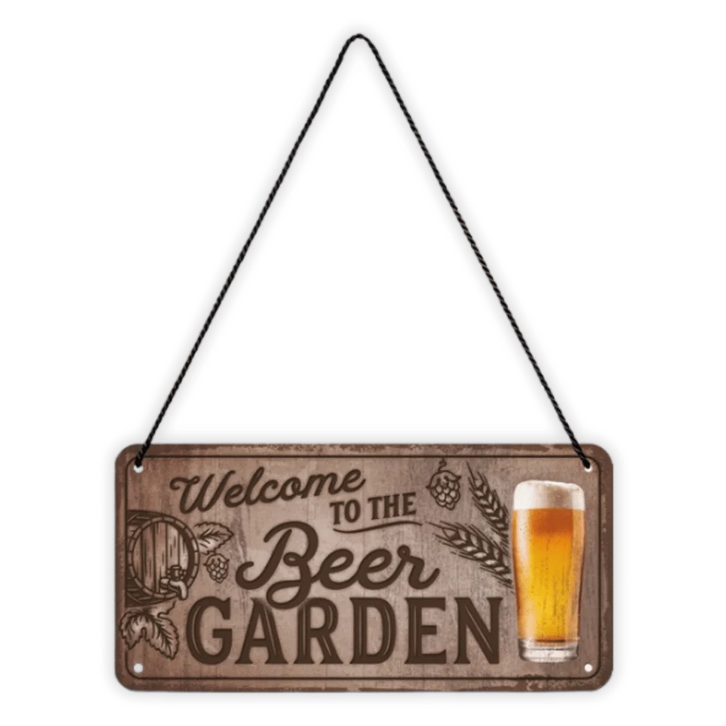 Hanging Sign 'Welcome to the Beer Garden' - Bordje met koord - Het perfecte biercadeau voor de mancave