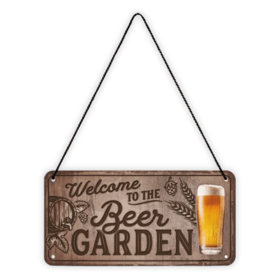 Hanging Sign 'Welcome to the Beer Garden' - Bordje met koord - Het perfecte biercadeau voor de mancave