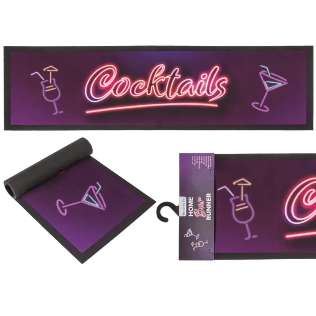 Detail van Bar Runner / Barmat 'Cocktails' (89x25cm) - Cadeautip voor bierliefhebbers
