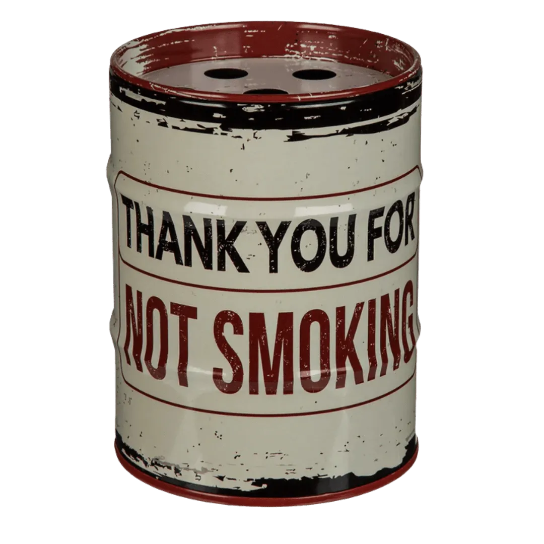 Detail van Metalen Asbak 'Olievat' - Industrieel Design - Cadeautip voor bierliefhebbers