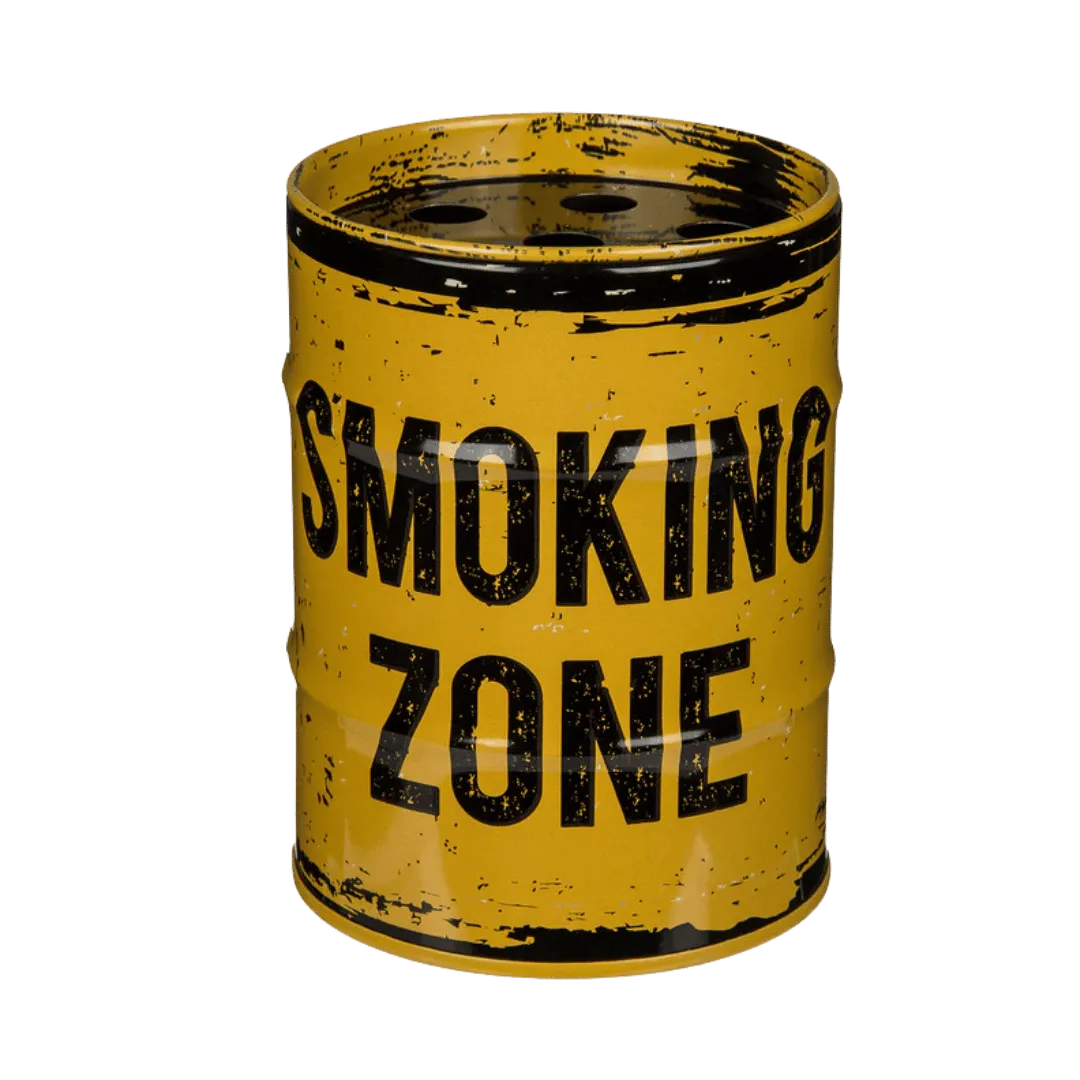 Detail van Metalen Asbak 'Olievat' - Industrieel Design - Cadeautip voor bierliefhebbers