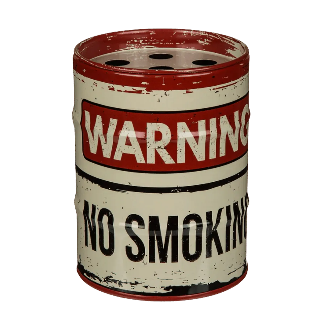 Detail van Metalen Asbak 'Olievat' - Industrieel Design - Cadeautip voor bierliefhebbers