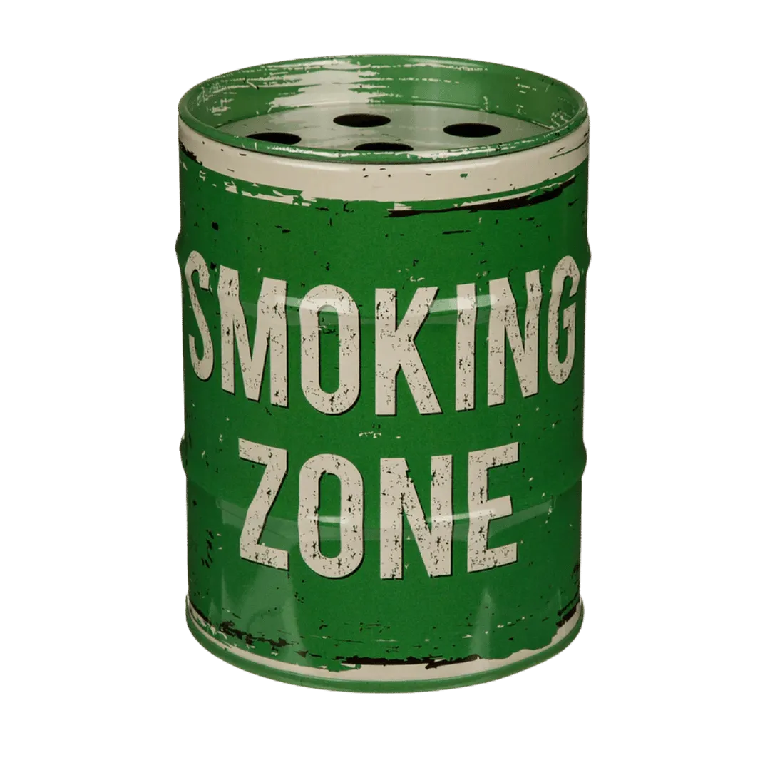 Detail van Metalen Asbak 'Olievat' - Industrieel Design - Cadeautip voor bierliefhebbers