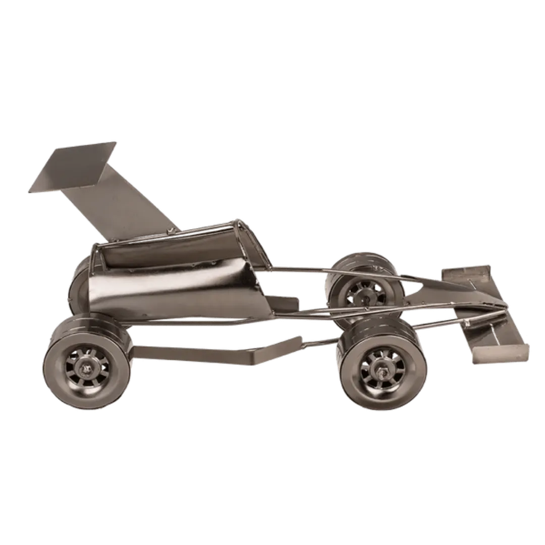 Detail van Wijn- of Bierhouder 'Raceauto' - Metaal - Cadeautip voor bierliefhebbers