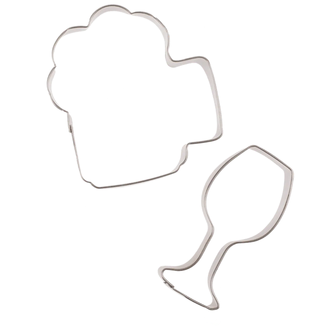 Koekjesvormen Bierpul & Wijnglas - Uitsteekvormpjes (2stuks) - Het perfecte biercadeau voor de mancave