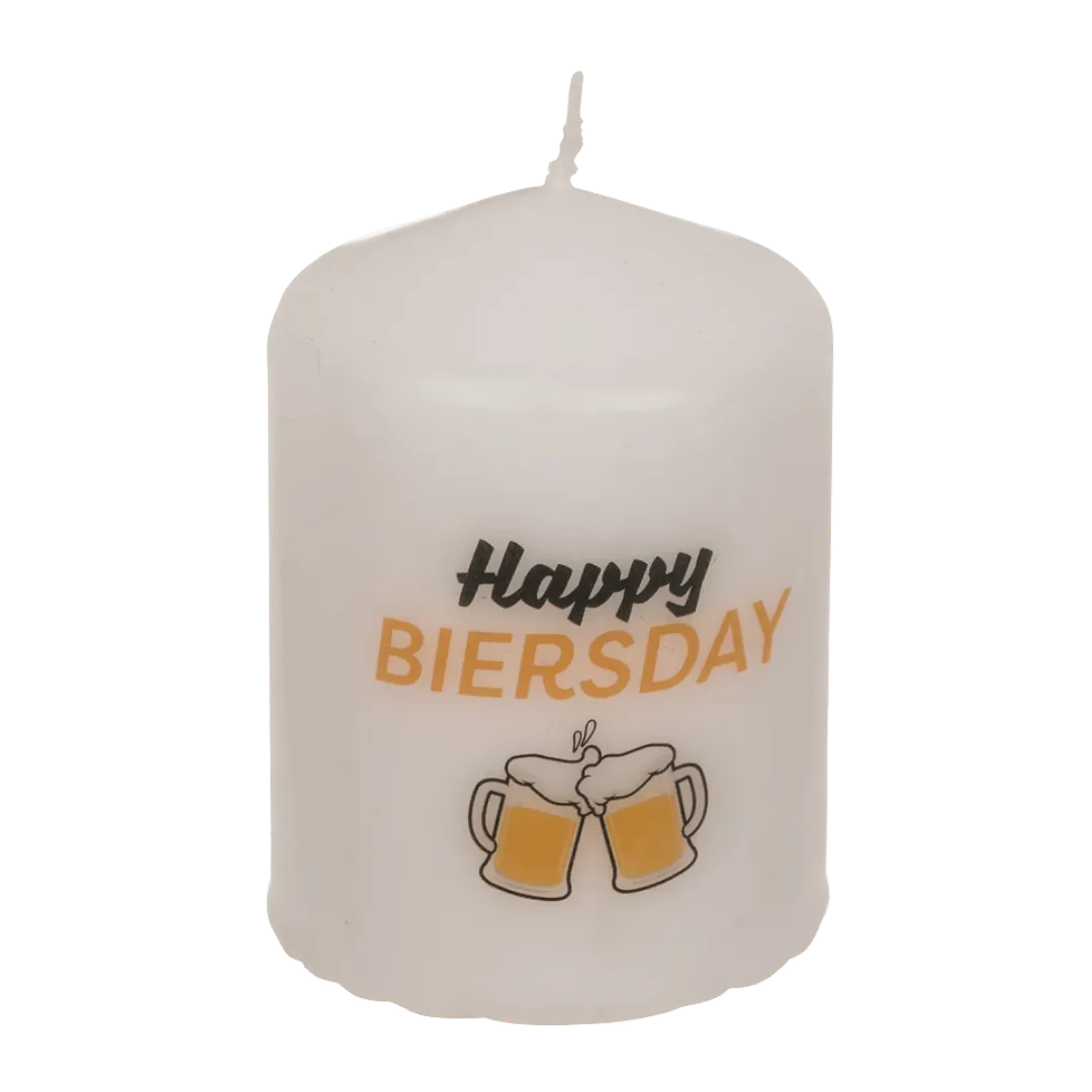 Detail van Stompkaars 'Happy Biersday' - Bierkaars - Cadeautip voor bierliefhebbers