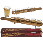 Shotglaasjes Serveerplank - Houten Lat met 6 Glaasjes - Het perfecte biercadeau voor de mancave