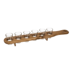 Detail van Shotglaasjes Serveerplank - Houten Lat met 6 Glaasjes - Cadeautip voor bierliefhebbers