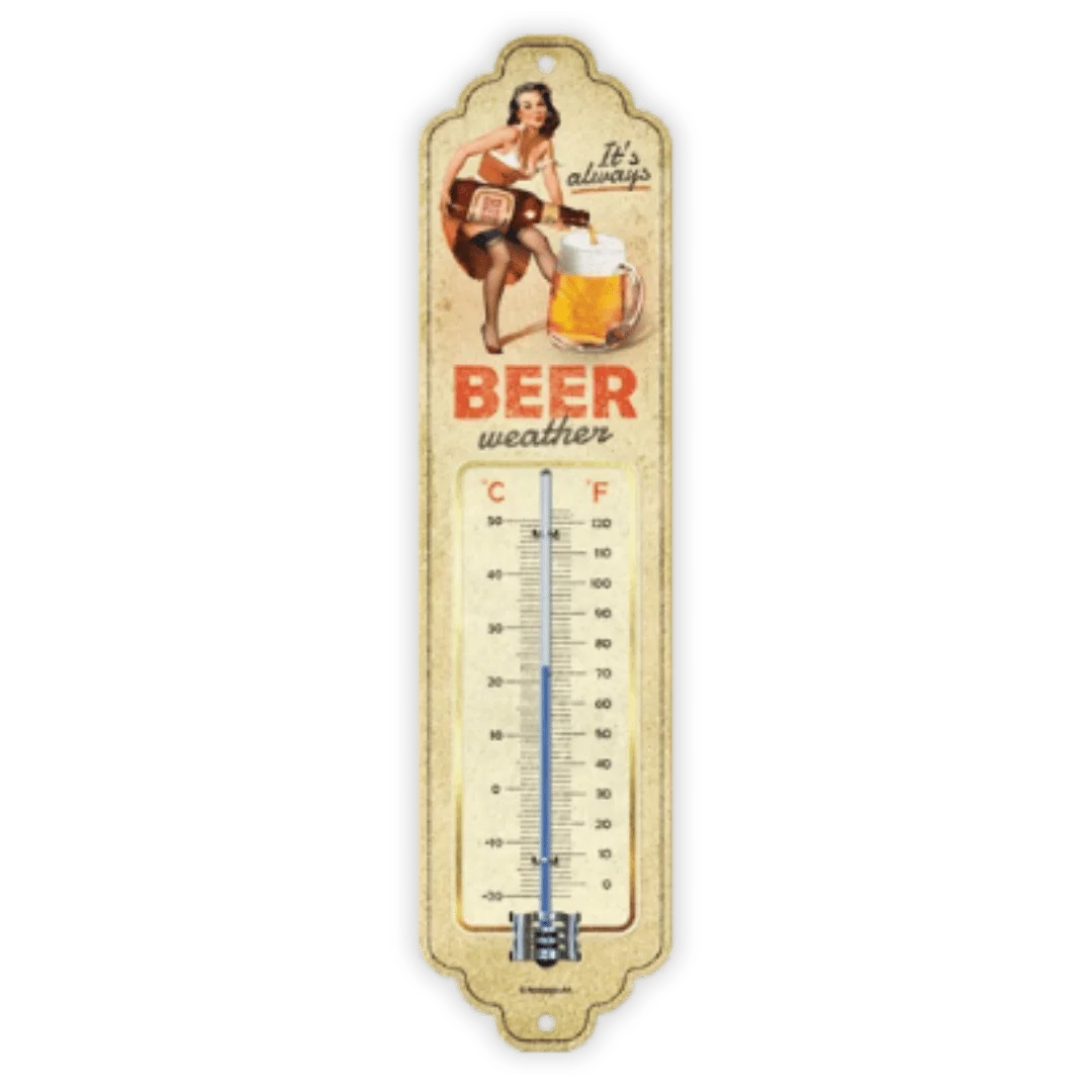 Metalen Thermometer 'Beer Weather' - Binnen & Buiten - Het perfecte biercadeau voor de mancave
