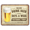 Mancave Wandbord 'Drink Beer Three Days' - Vintage Look (15x20cm) - Het perfecte biercadeau voor de mancave