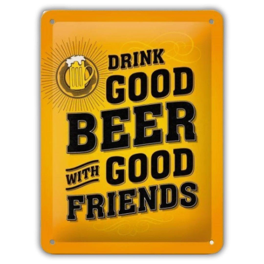 Mancave Wandbord 'Drink Good Beer' - Vintage Look (15x20cm) - Het perfecte biercadeau voor de mancave