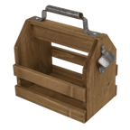 Detail van Houten Flesdrager (Sixpack) met Vaste Opener - Cadeautip voor bierliefhebbers