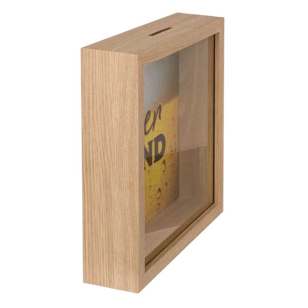Detail van Houten Spaarpot 'Beer Fund' - Met Glasplaat - Cadeautip voor bierliefhebbers